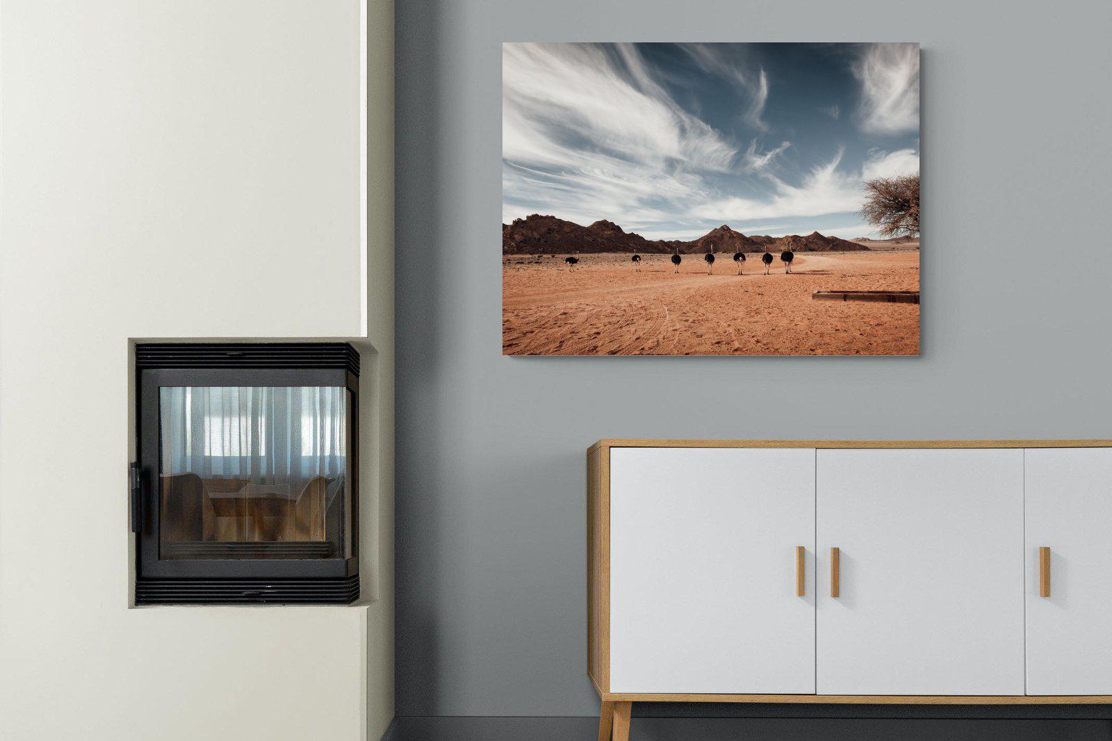 Namibian Ostrich-Wall_Art-100 x 75cm-Mounted Canvas-No Frame-Pixalot
