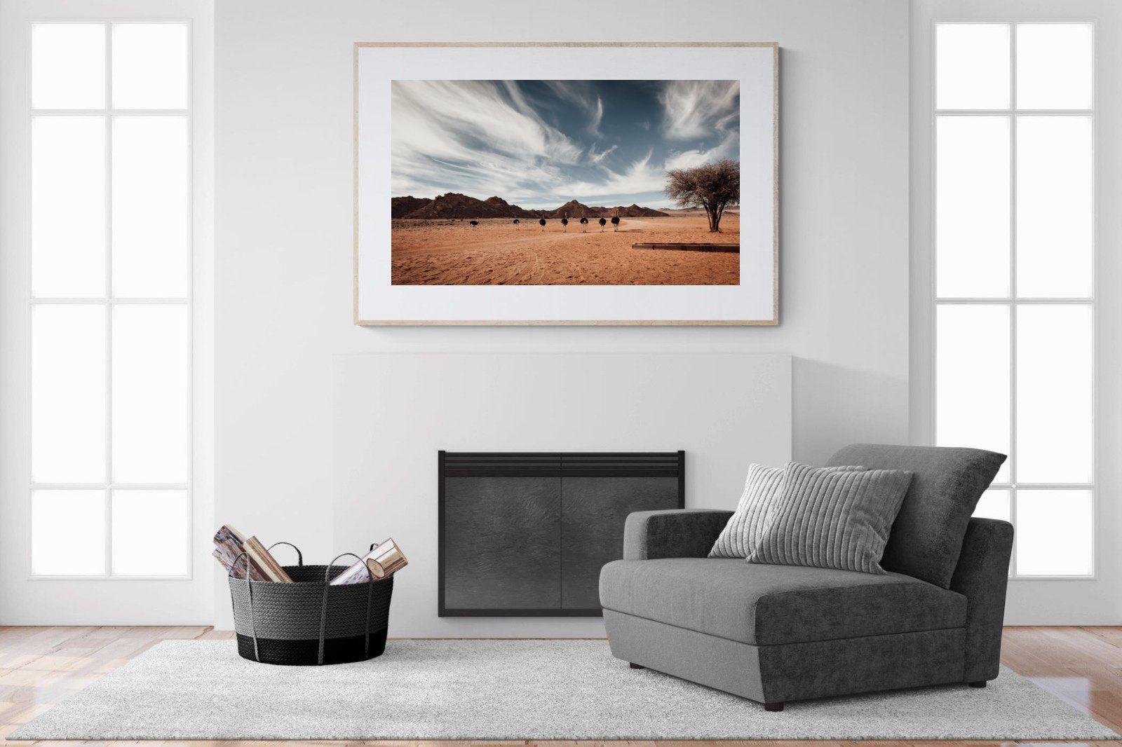 Namibian Ostrich-Wall_Art-150 x 100cm-Framed Print-Wood-Pixalot