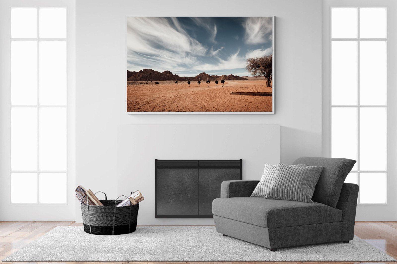 Namibian Ostrich-Wall_Art-150 x 100cm-Mounted Canvas-White-Pixalot