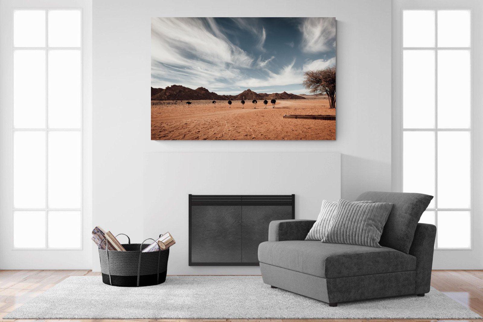 Namibian Ostrich-Wall_Art-150 x 100cm-Mounted Canvas-No Frame-Pixalot