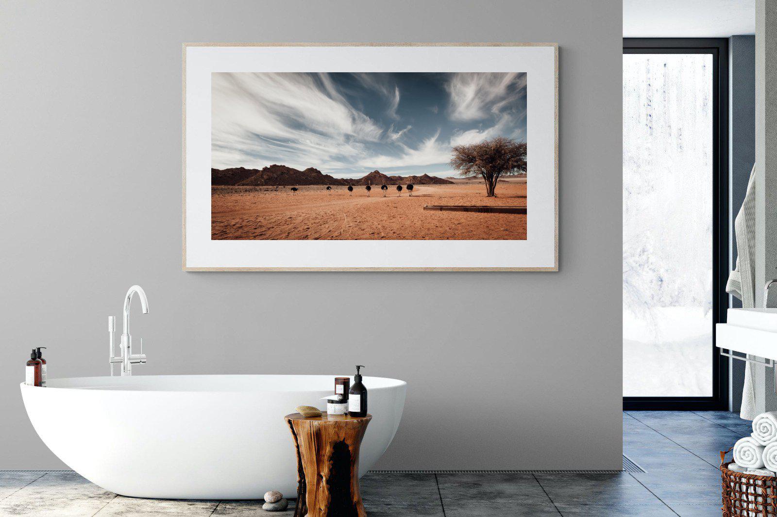 Namibian Ostrich-Wall_Art-180 x 110cm-Framed Print-Wood-Pixalot