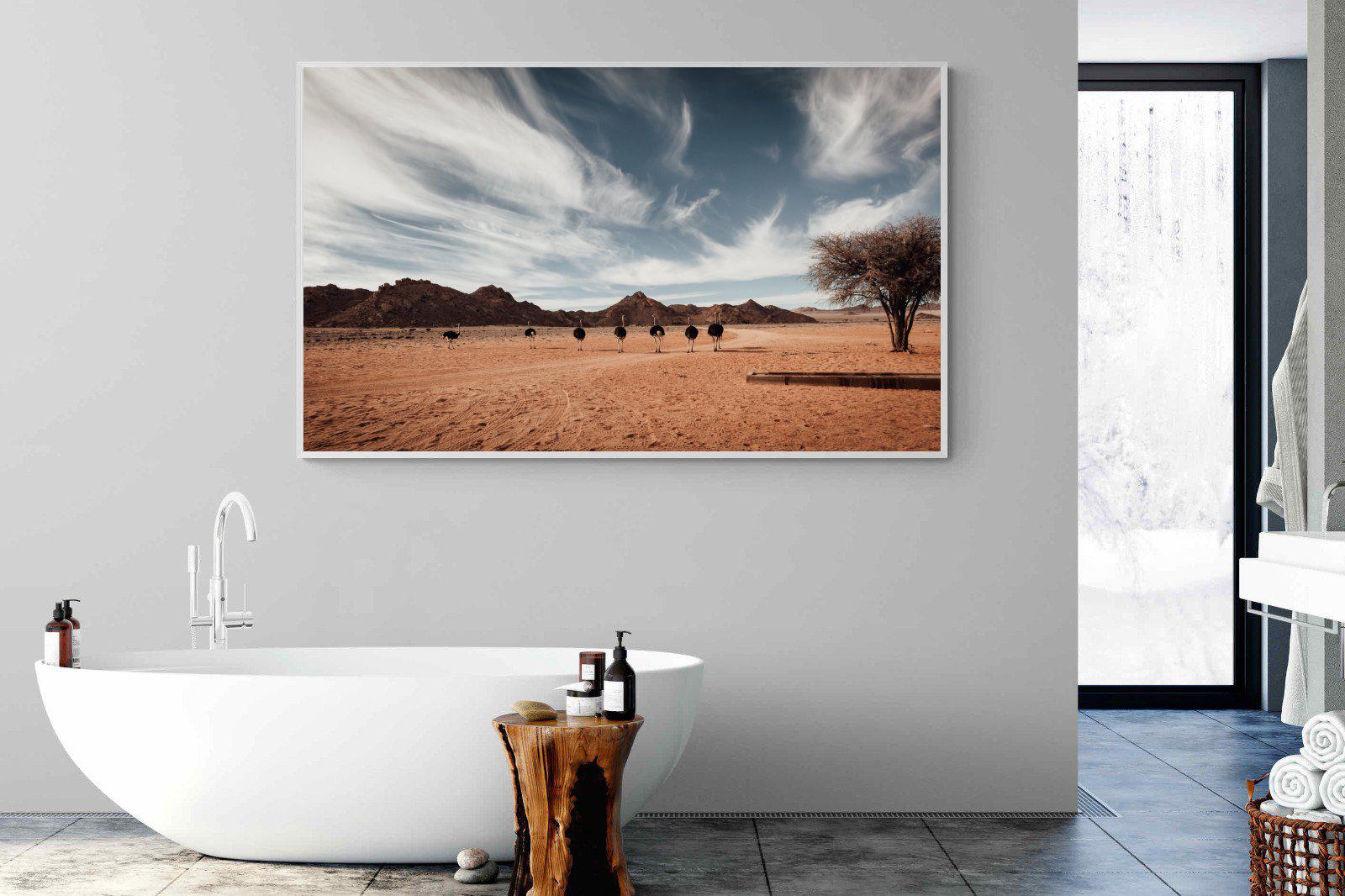 Namibian Ostrich-Wall_Art-180 x 110cm-Mounted Canvas-White-Pixalot