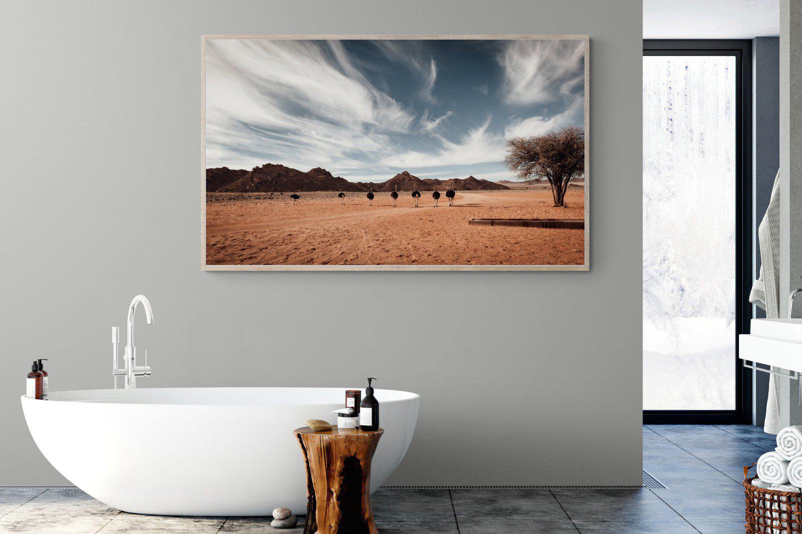 Namibian Ostrich-Wall_Art-180 x 110cm-Mounted Canvas-Wood-Pixalot
