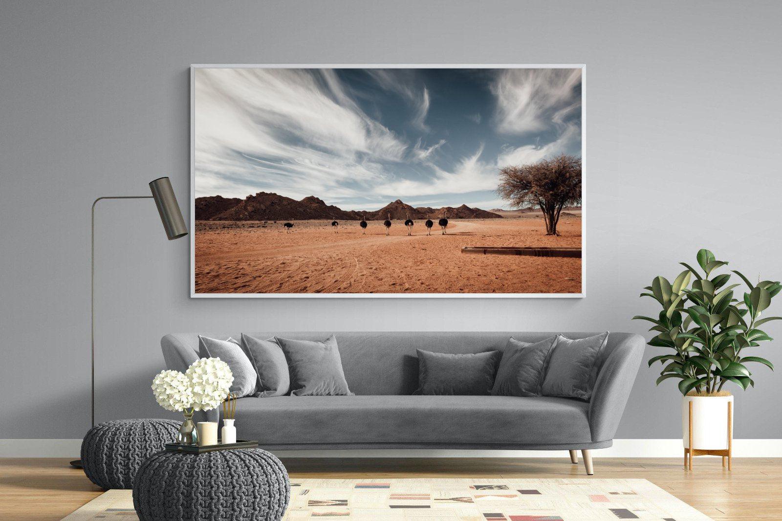 Namibian Ostrich-Wall_Art-220 x 130cm-Mounted Canvas-White-Pixalot