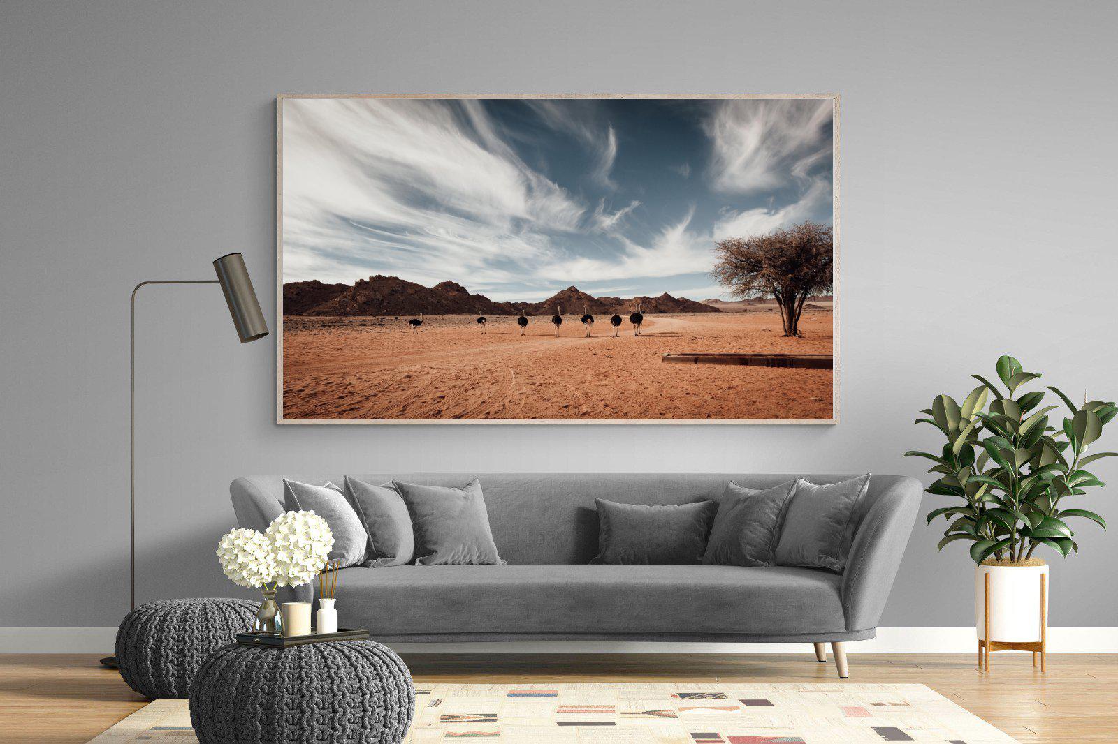 Namibian Ostrich-Wall_Art-220 x 130cm-Mounted Canvas-Wood-Pixalot