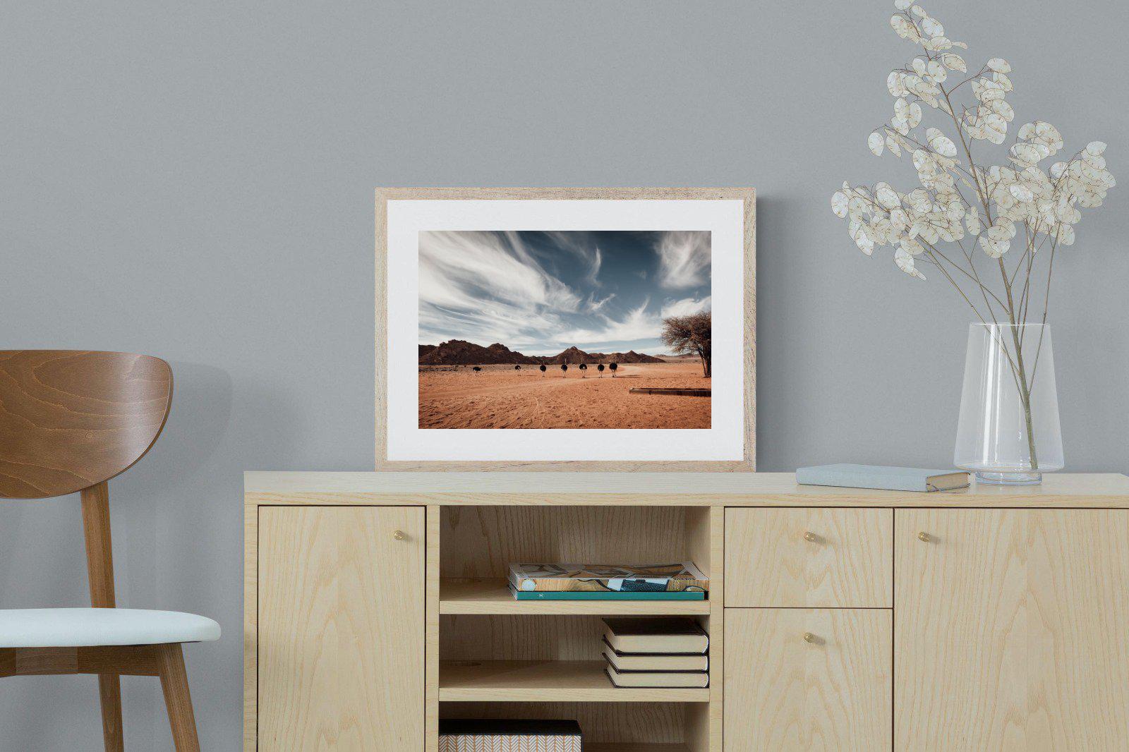 Namibian Ostrich-Wall_Art-60 x 45cm-Framed Print-Wood-Pixalot