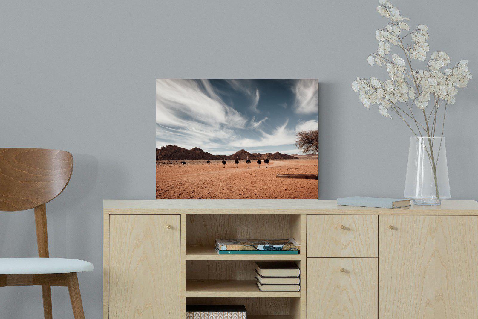 Namibian Ostrich-Wall_Art-60 x 45cm-Mounted Canvas-No Frame-Pixalot