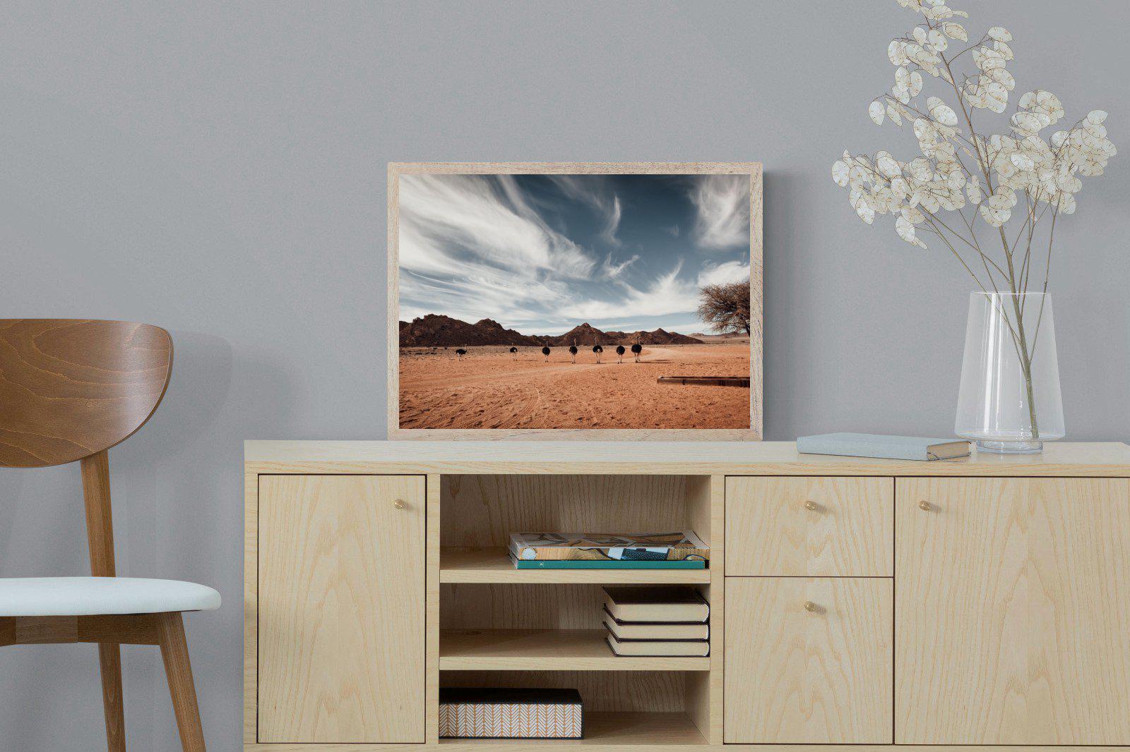 Namibian Ostrich-Wall_Art-60 x 45cm-Mounted Canvas-Wood-Pixalot