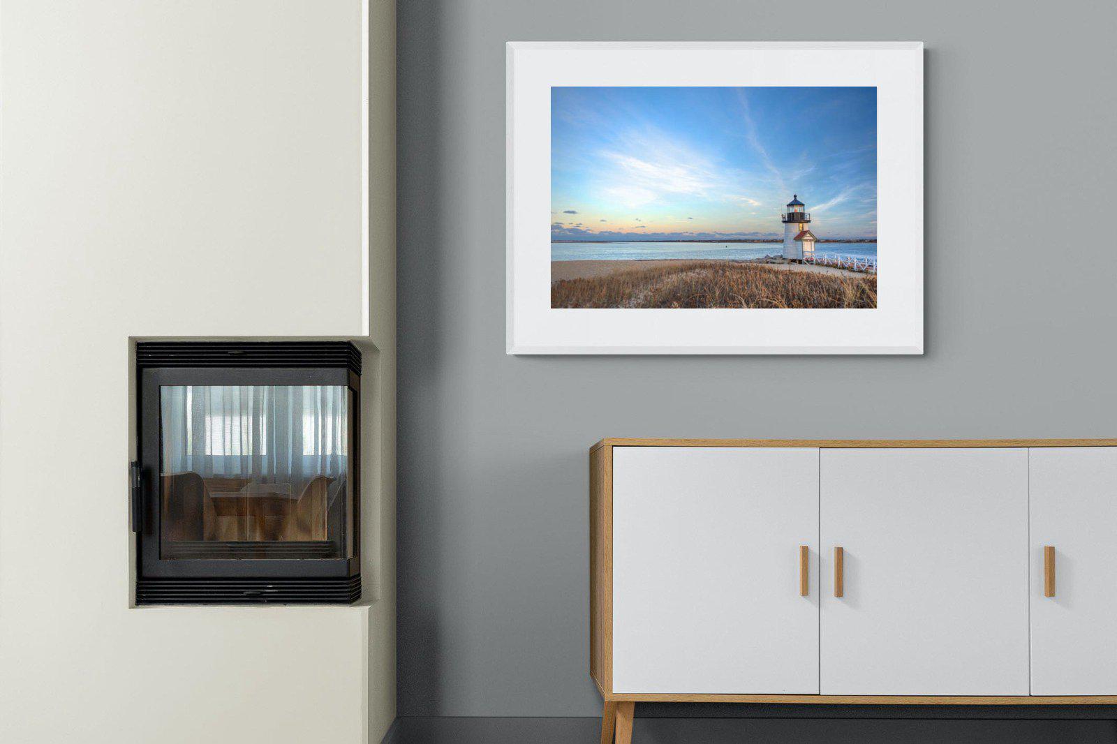 Nantucket Lighthouse-Wall_Art-100 x 75cm-Framed Print-White-Pixalot