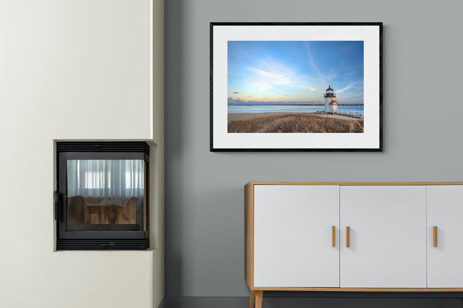 Nantucket Lighthouse-Wall_Art-100 x 75cm-Framed Print-Black-Pixalot