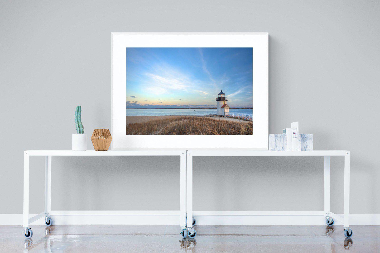 Nantucket Lighthouse-Wall_Art-120 x 90cm-Framed Print-White-Pixalot