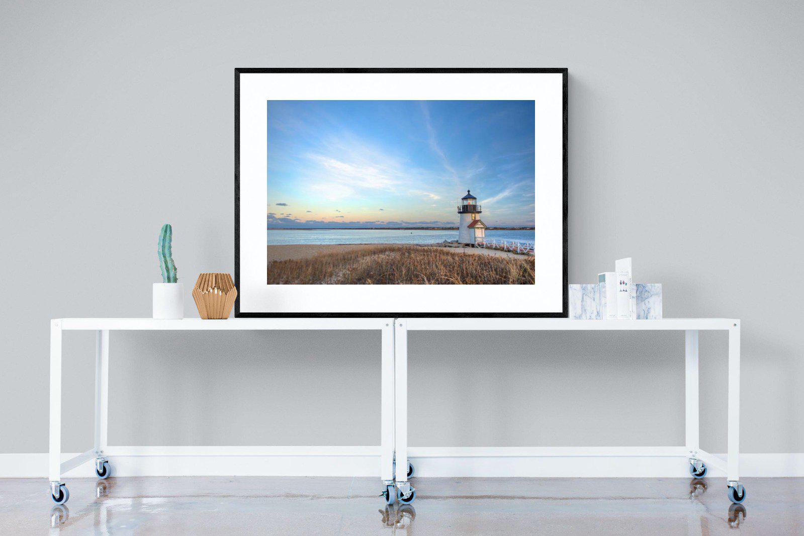 Nantucket Lighthouse-Wall_Art-120 x 90cm-Framed Print-Black-Pixalot