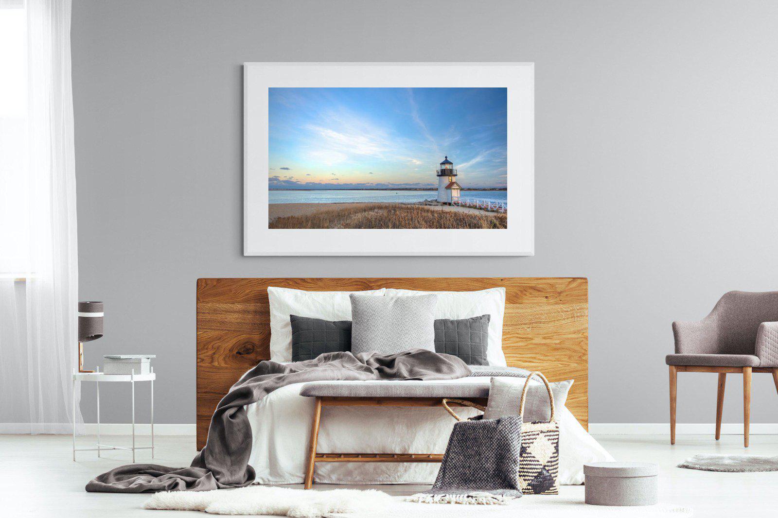 Nantucket Lighthouse-Wall_Art-150 x 100cm-Framed Print-White-Pixalot
