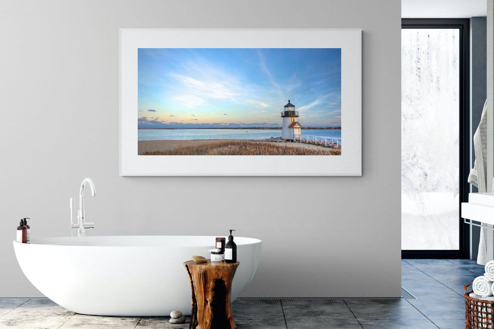 Nantucket Lighthouse-Wall_Art-180 x 110cm-Framed Print-White-Pixalot