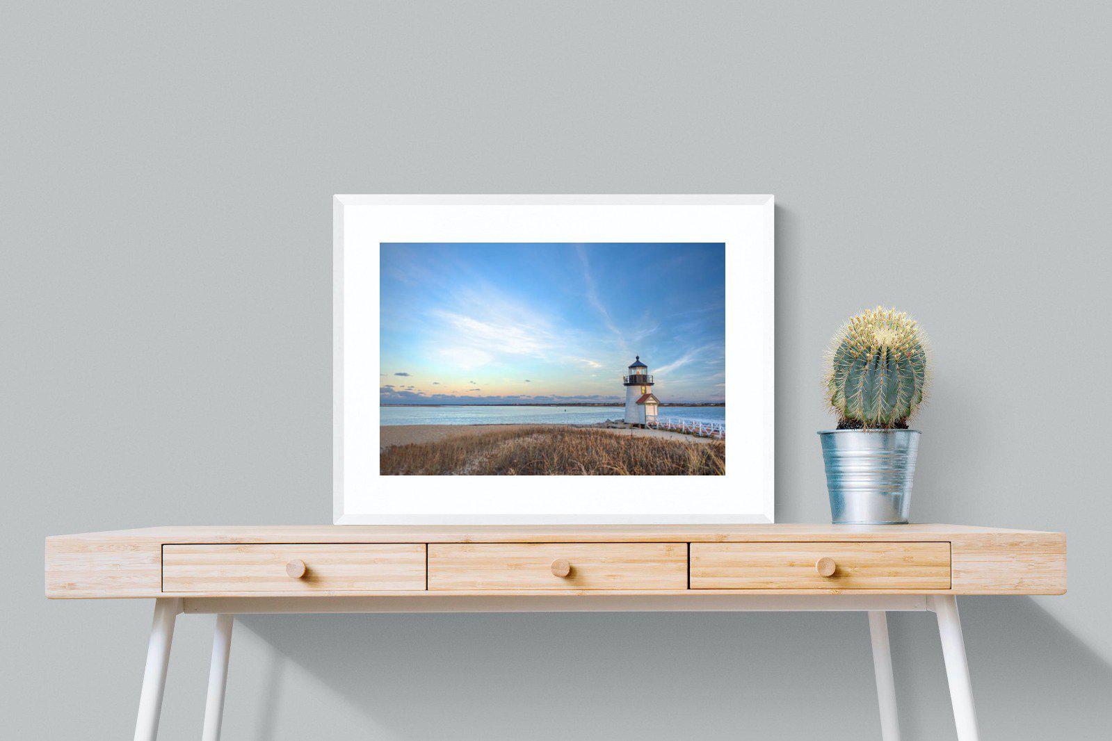Nantucket Lighthouse-Wall_Art-80 x 60cm-Framed Print-White-Pixalot