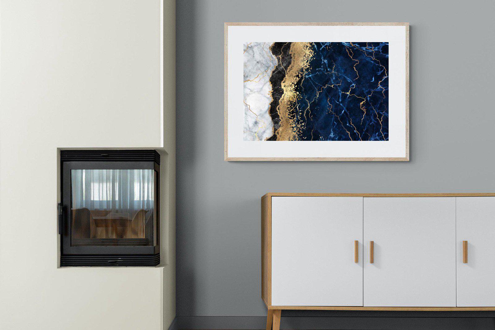 Navy & Gold-Wall_Art-100 x 75cm-Framed Print-Wood-Pixalot