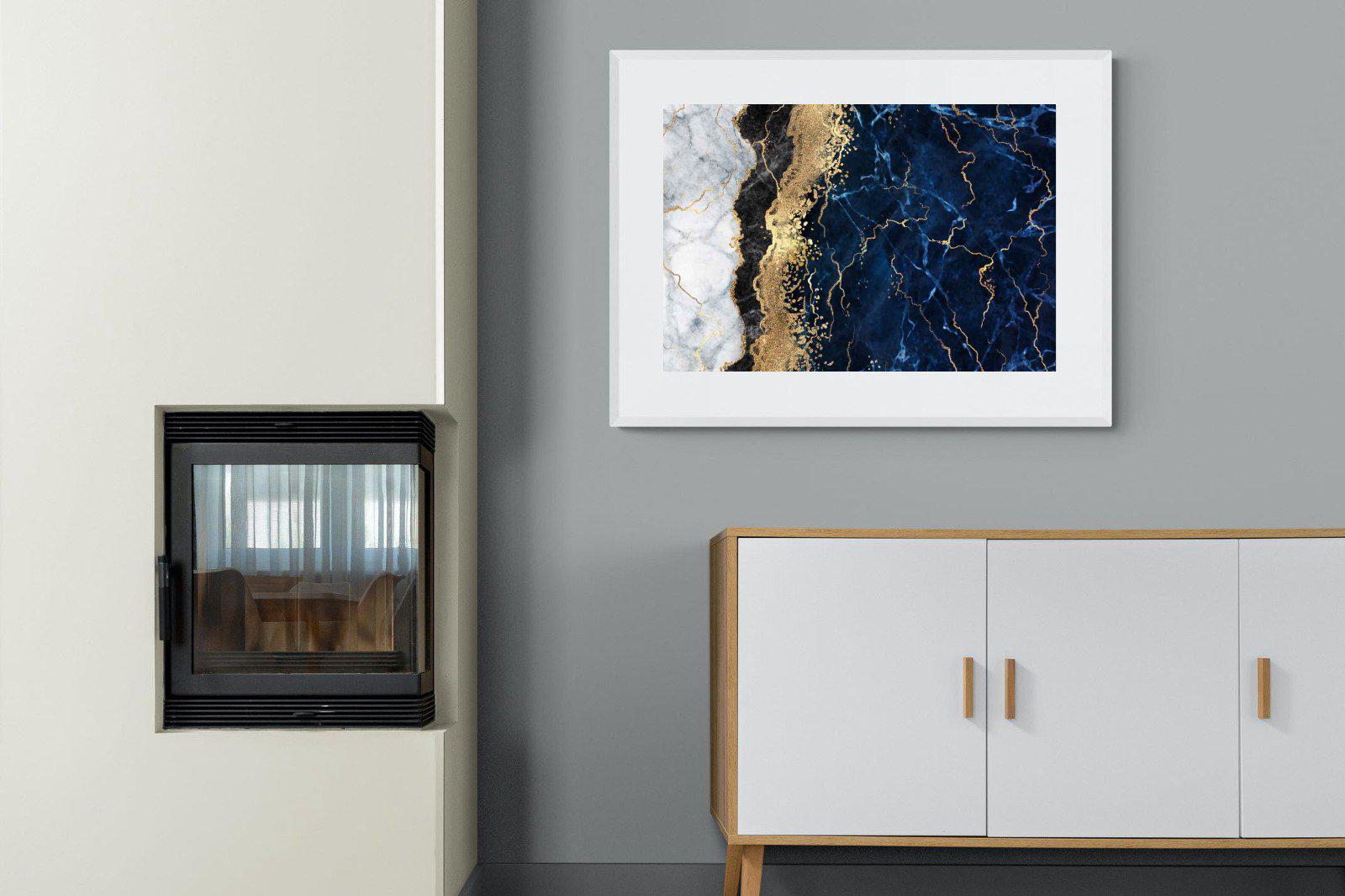 Navy & Gold-Wall_Art-100 x 75cm-Framed Print-White-Pixalot