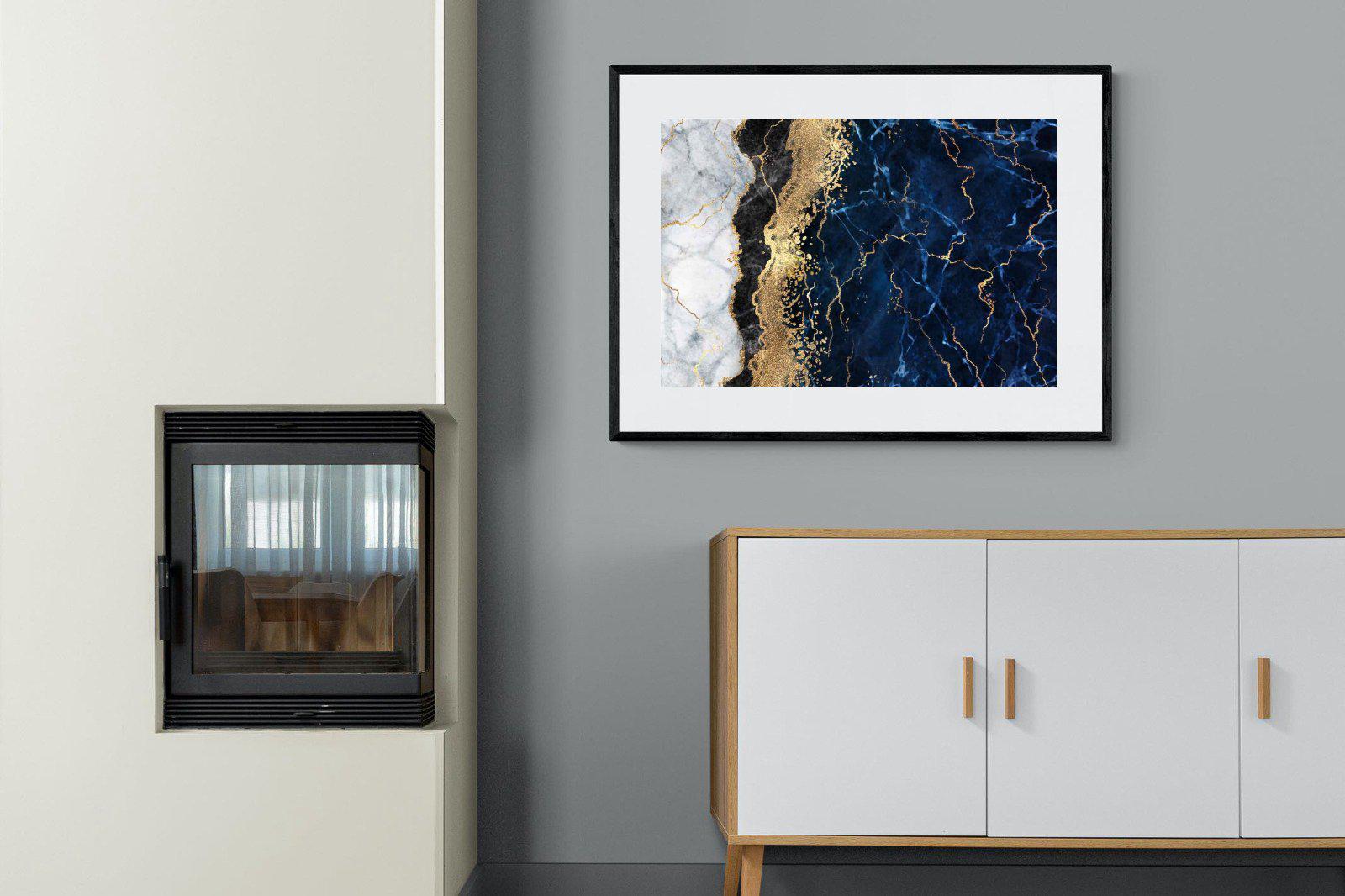 Navy & Gold-Wall_Art-100 x 75cm-Framed Print-Black-Pixalot