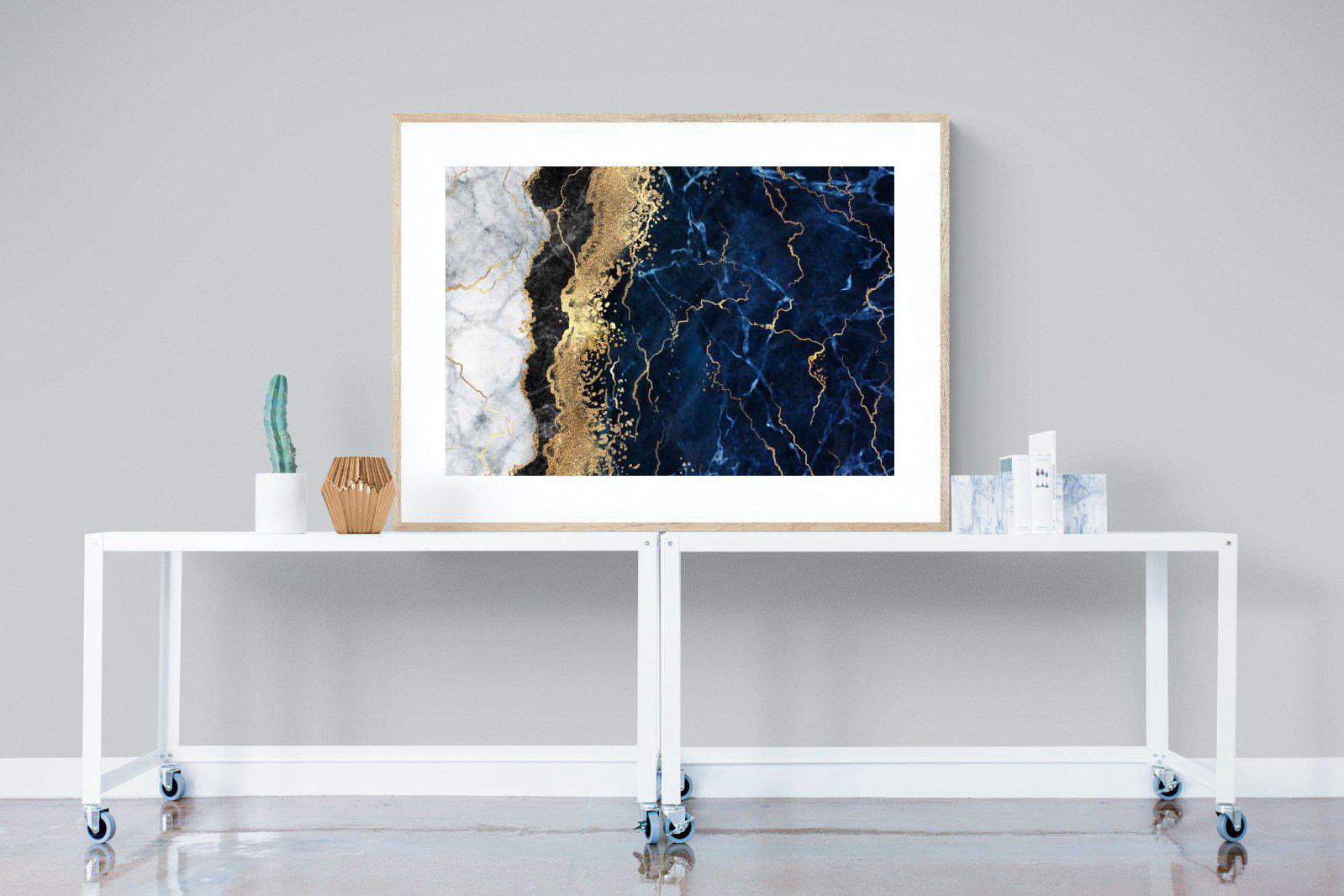 Navy & Gold-Wall_Art-120 x 90cm-Framed Print-Wood-Pixalot