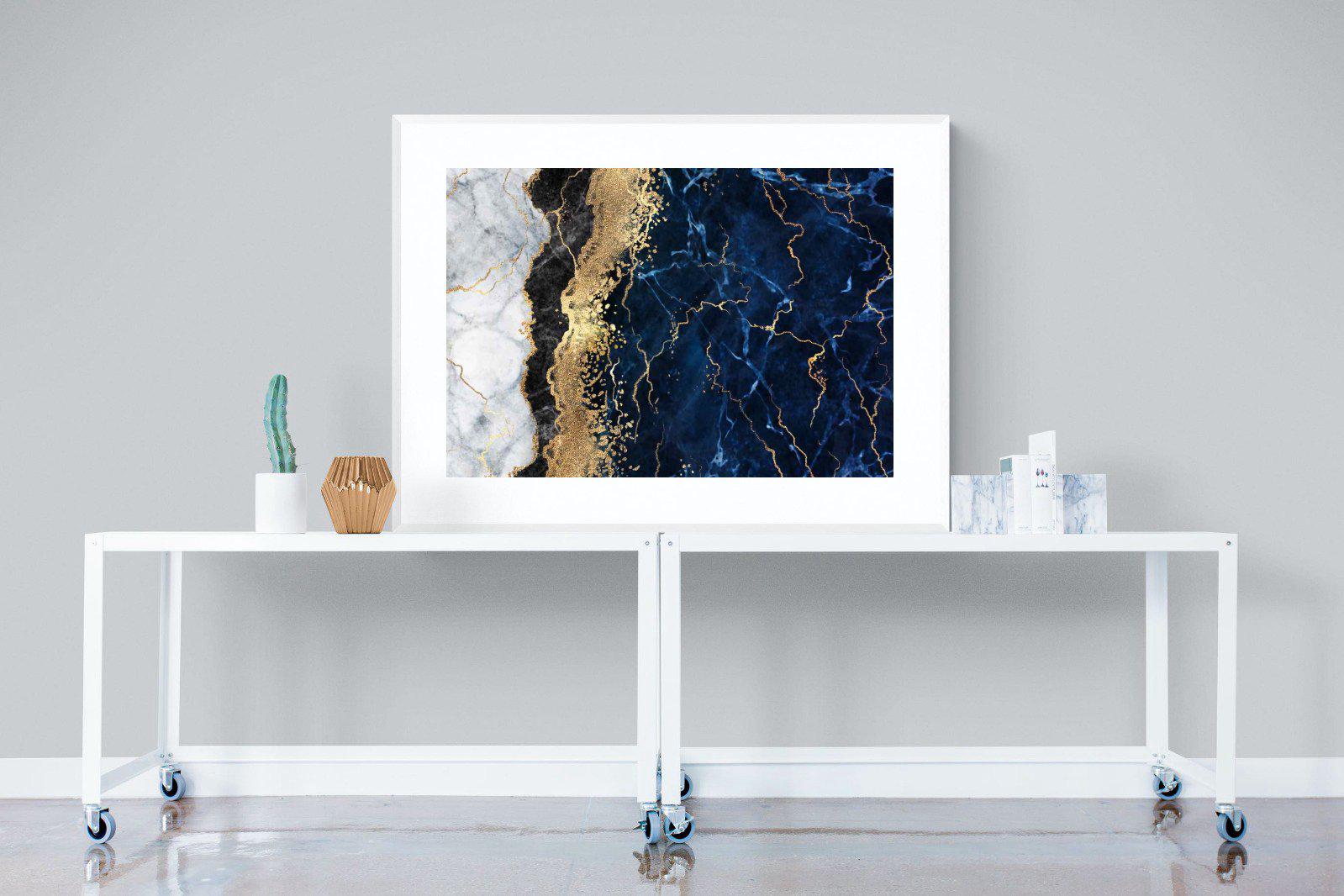 Navy & Gold-Wall_Art-120 x 90cm-Framed Print-White-Pixalot
