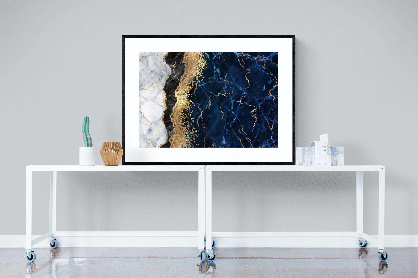 Navy & Gold-Wall_Art-120 x 90cm-Framed Print-Black-Pixalot