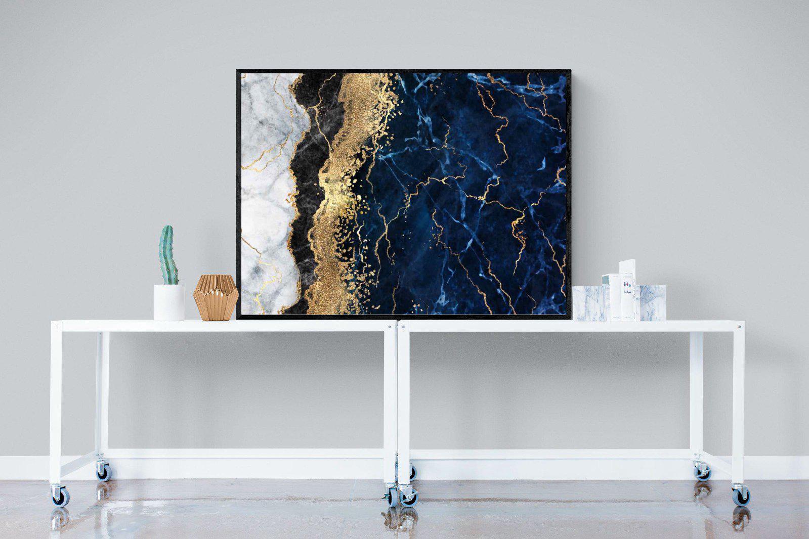 Navy & Gold-Wall_Art-120 x 90cm-Mounted Canvas-Black-Pixalot