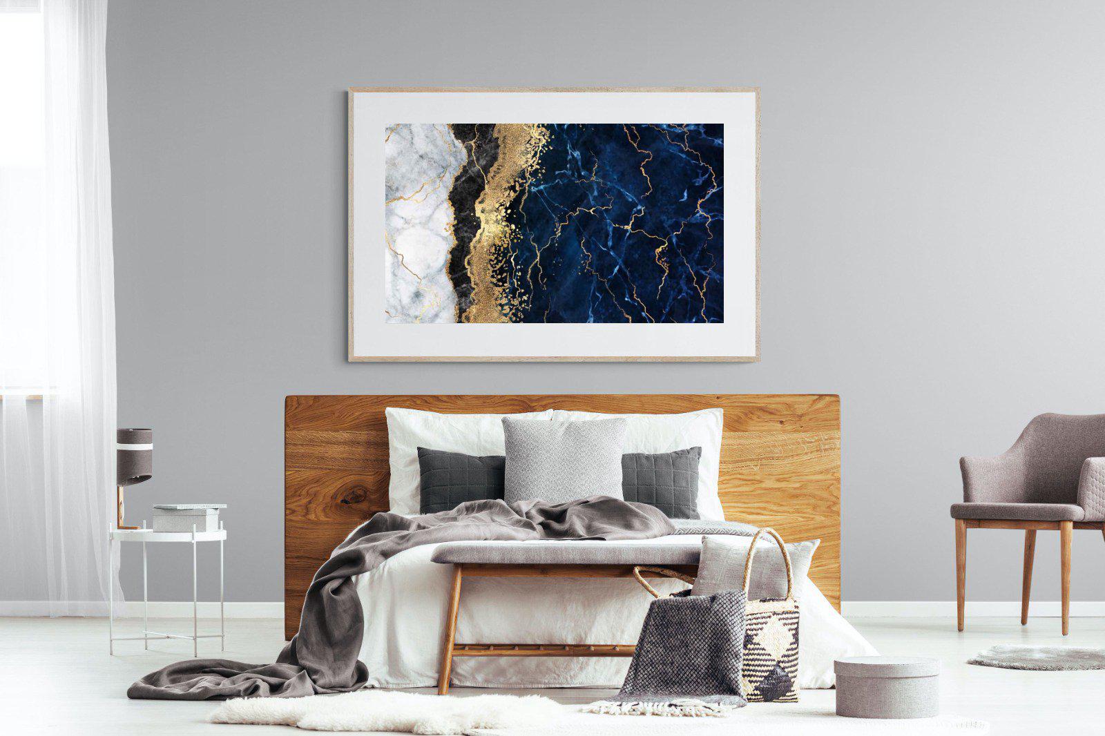 Navy & Gold-Wall_Art-150 x 100cm-Framed Print-Wood-Pixalot