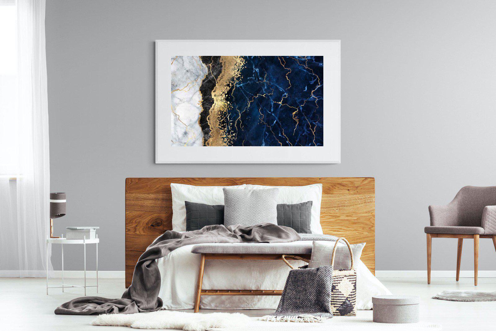 Navy & Gold-Wall_Art-150 x 100cm-Framed Print-White-Pixalot