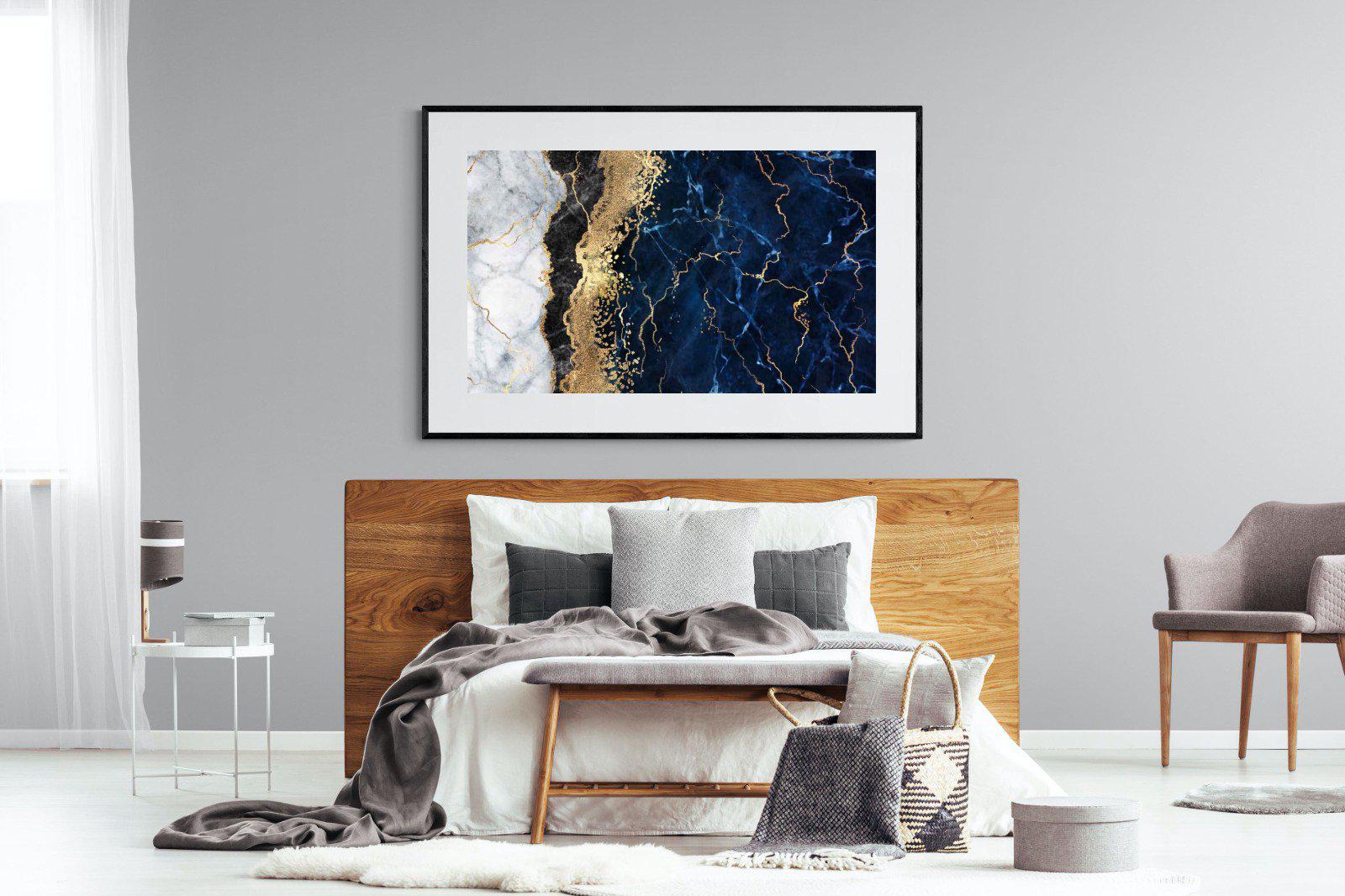 Navy & Gold-Wall_Art-150 x 100cm-Framed Print-Black-Pixalot