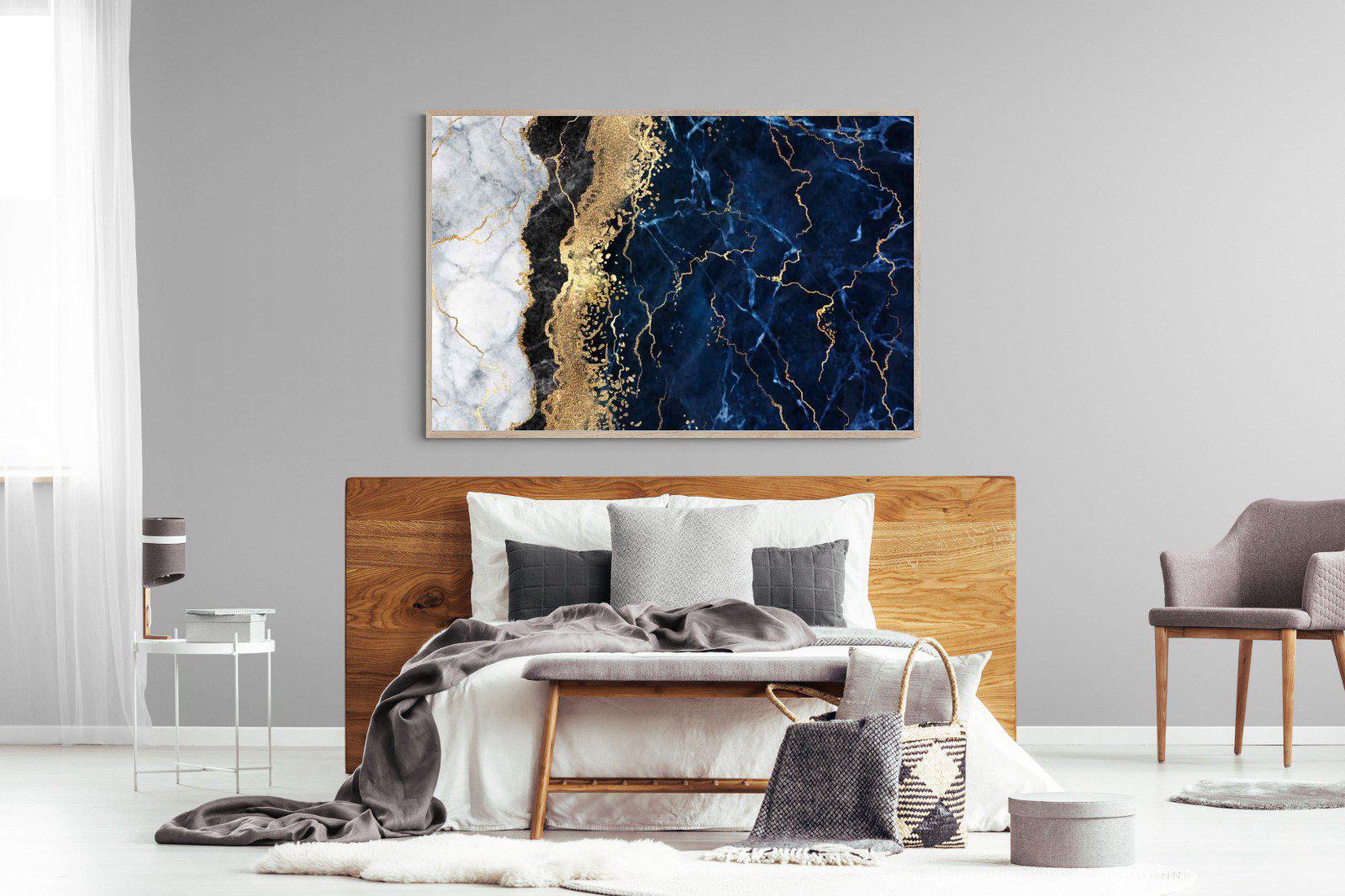 Navy & Gold-Wall_Art-150 x 100cm-Mounted Canvas-Wood-Pixalot