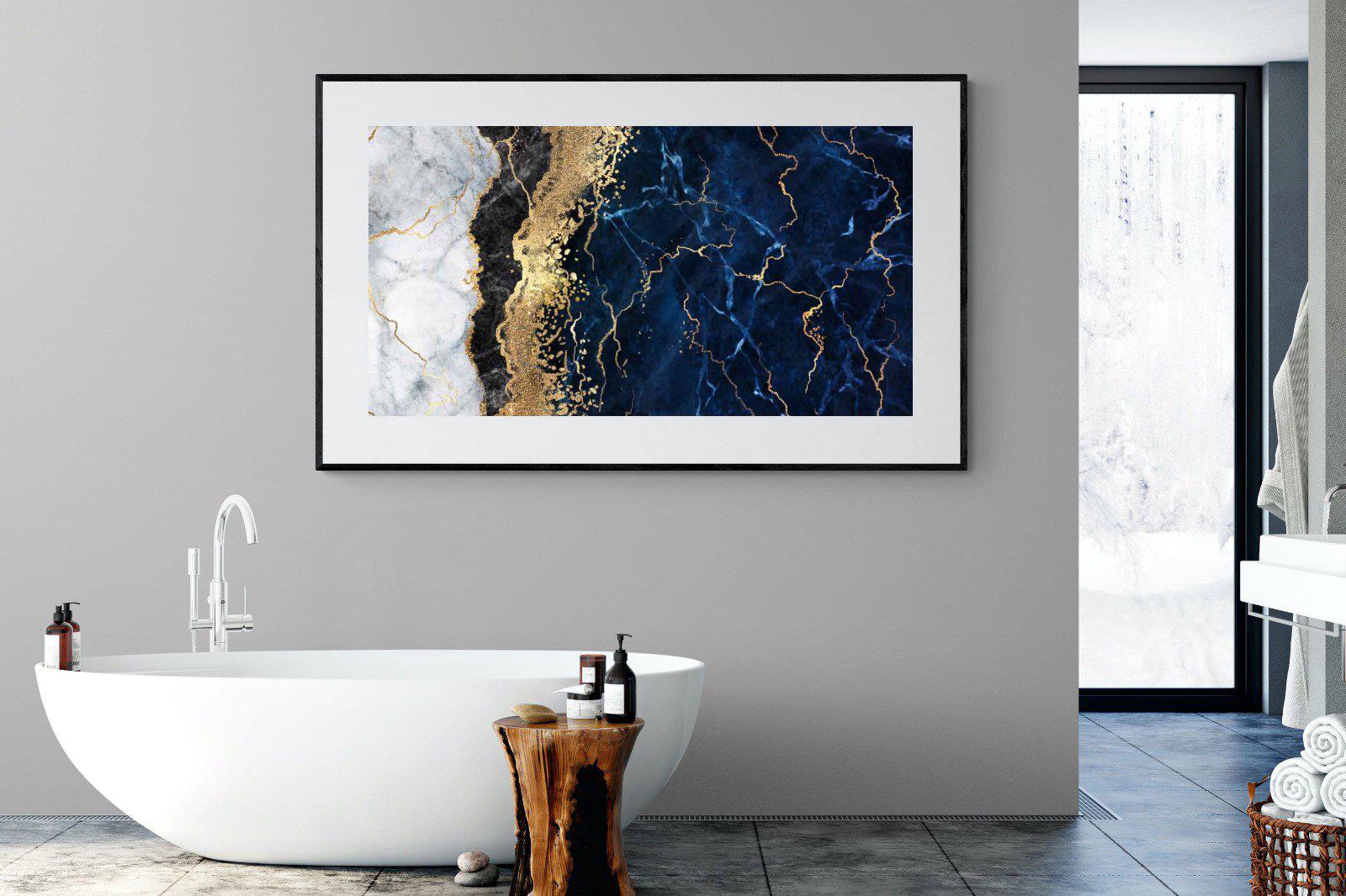Navy & Gold-Wall_Art-180 x 110cm-Framed Print-Black-Pixalot