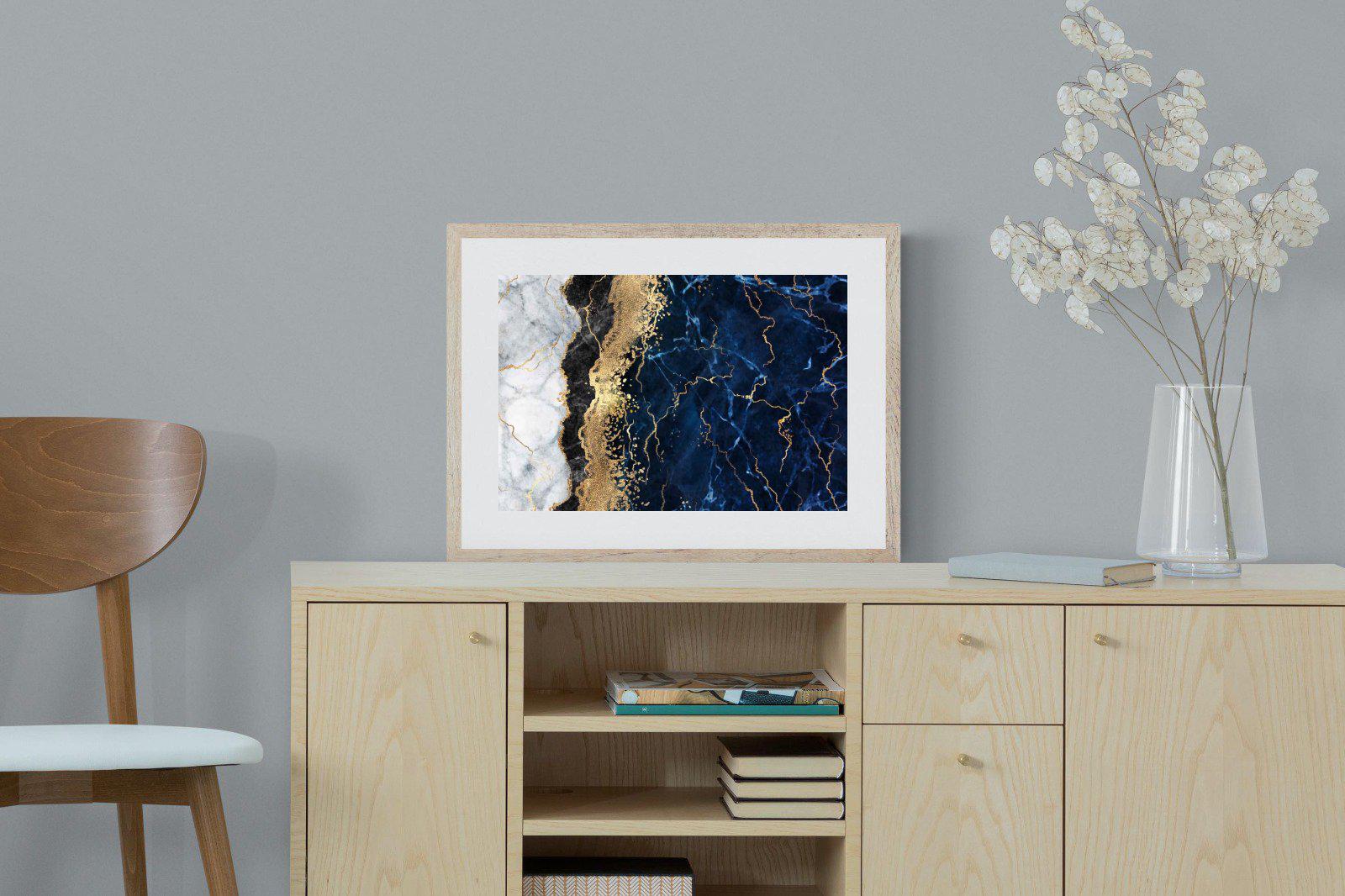 Navy & Gold-Wall_Art-60 x 45cm-Framed Print-Wood-Pixalot