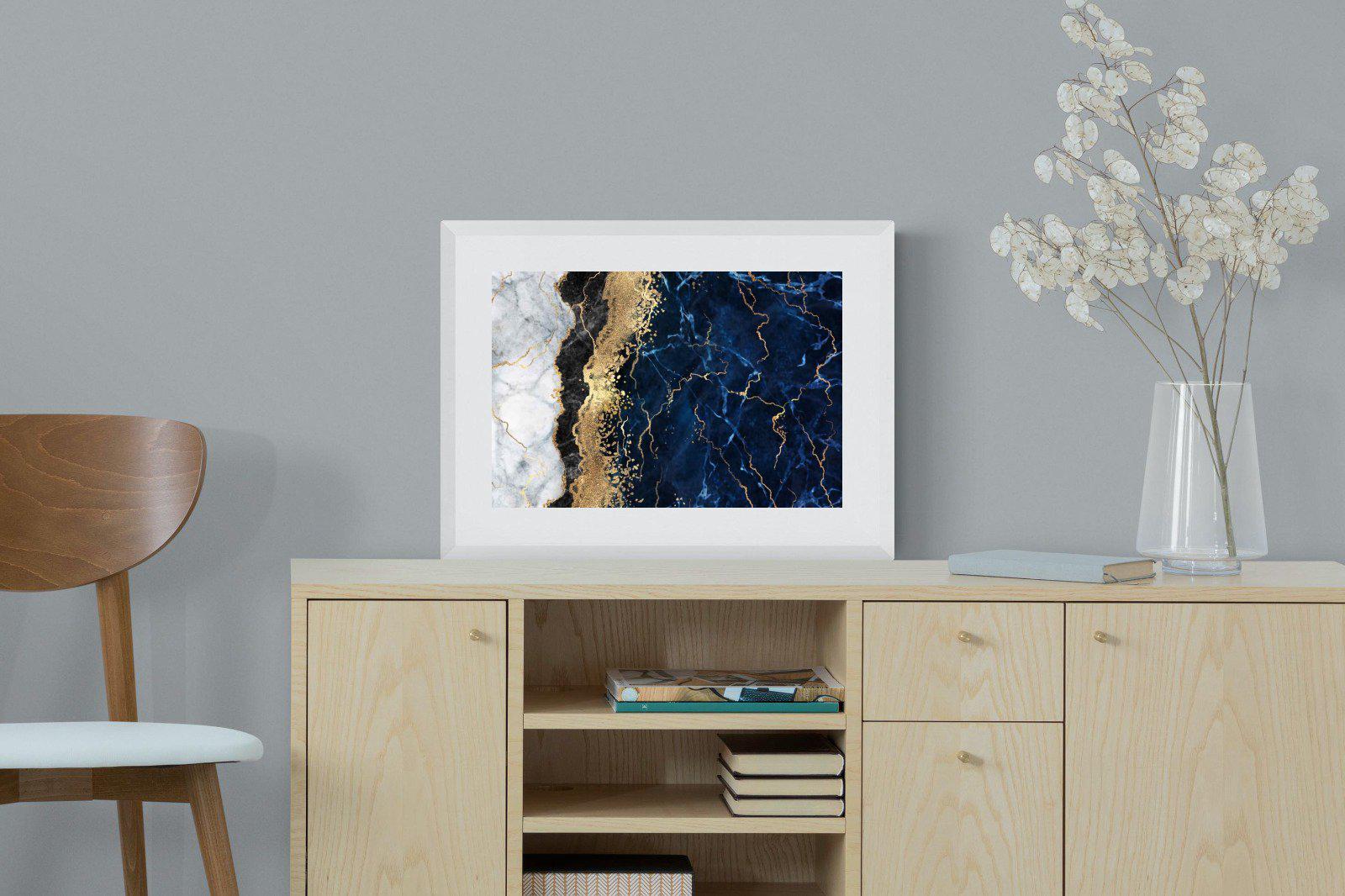Navy & Gold-Wall_Art-60 x 45cm-Framed Print-White-Pixalot