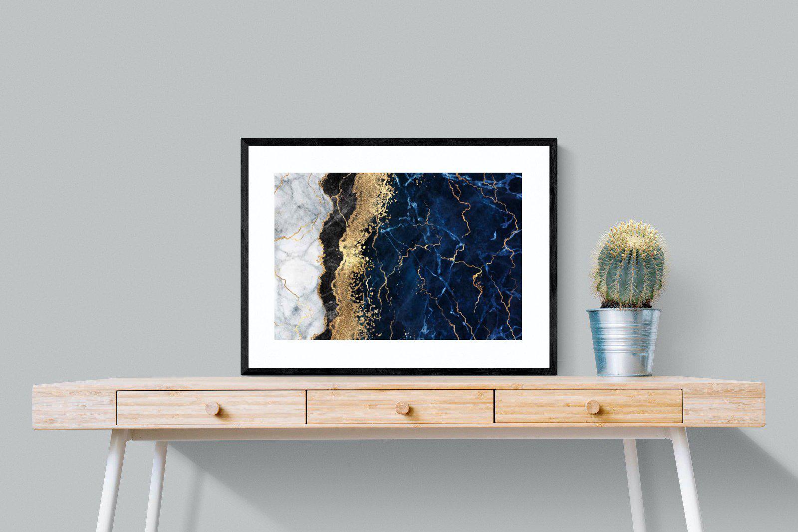 Navy & Gold-Wall_Art-80 x 60cm-Framed Print-Black-Pixalot