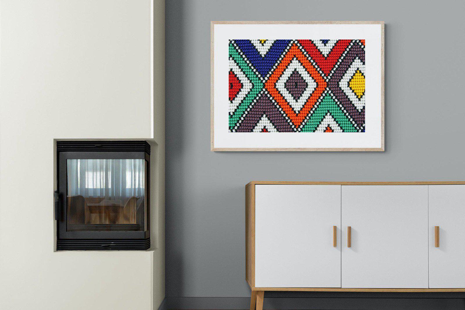 Ndebele Beads-Wall_Art-100 x 75cm-Framed Print-Wood-Pixalot