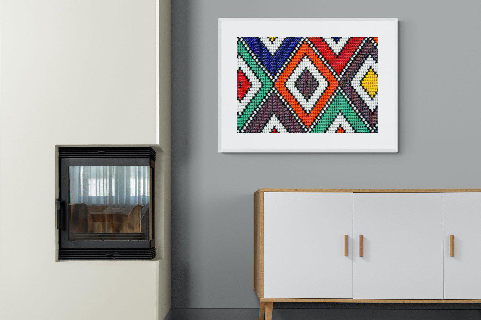 Ndebele Beads-Wall_Art-100 x 75cm-Framed Print-White-Pixalot