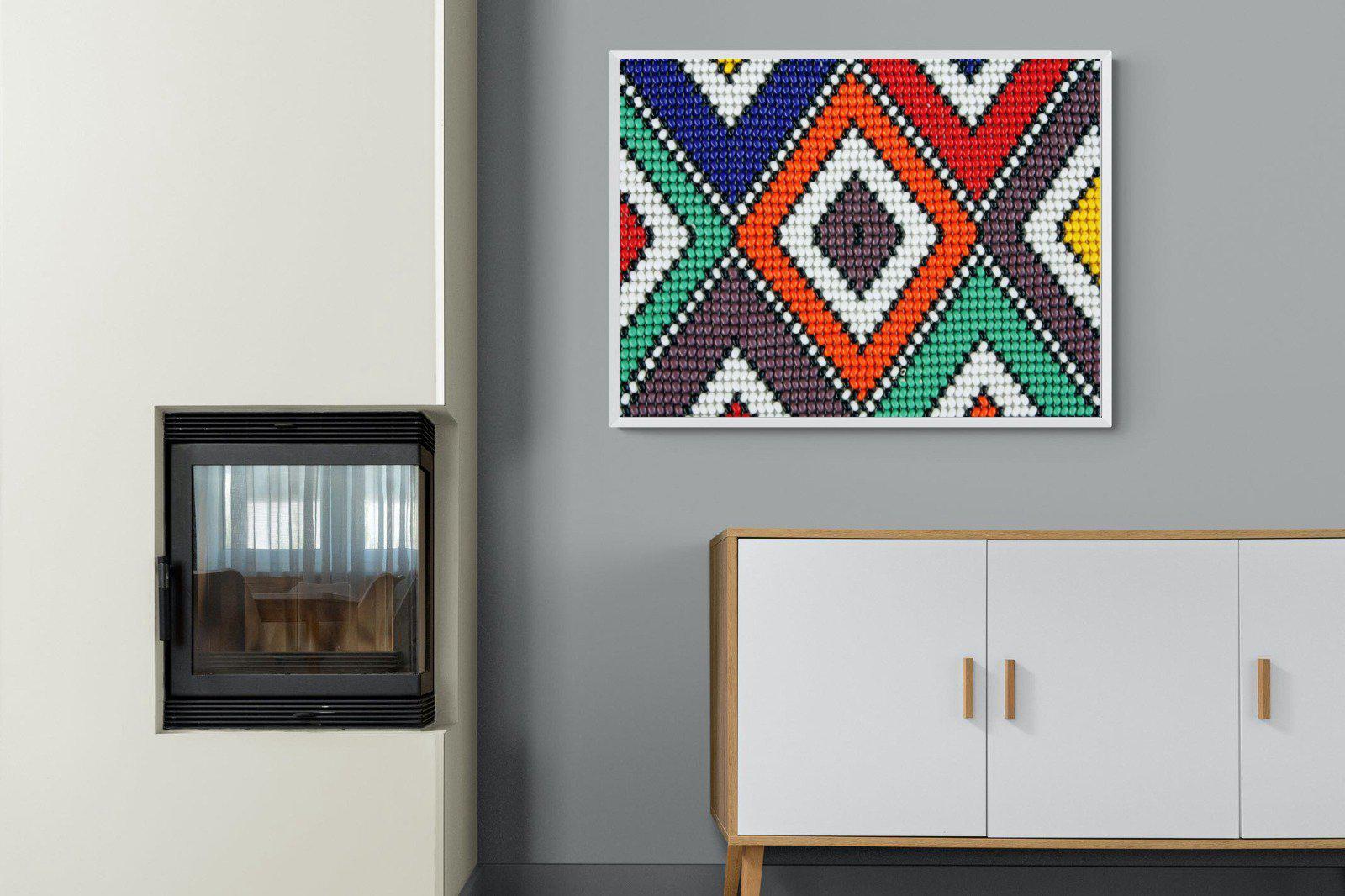 Ndebele Beads-Wall_Art-100 x 75cm-Mounted Canvas-White-Pixalot