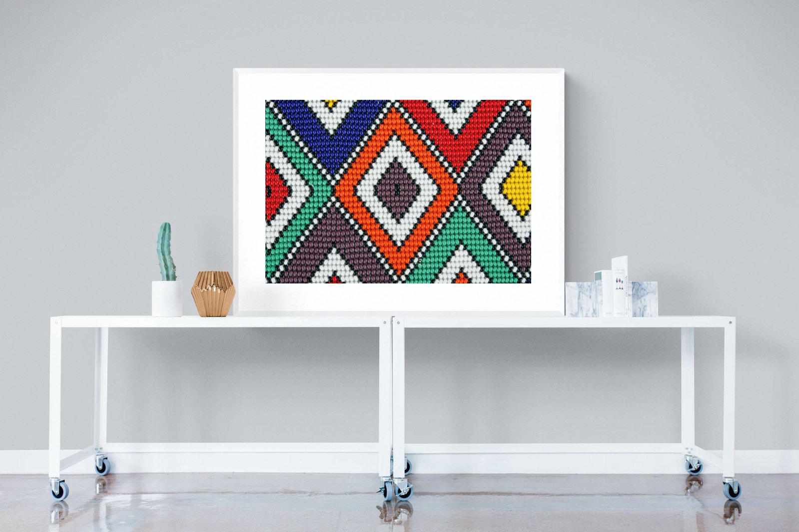 Ndebele Beads-Wall_Art-120 x 90cm-Framed Print-White-Pixalot