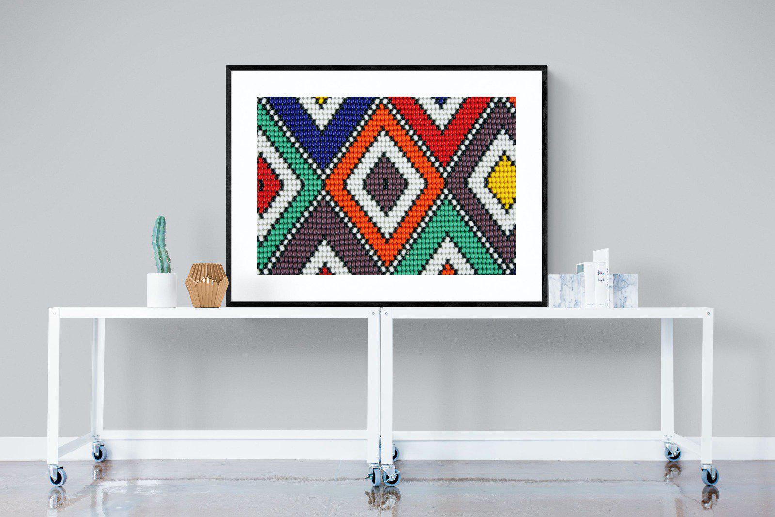 Ndebele Beads-Wall_Art-120 x 90cm-Framed Print-Black-Pixalot