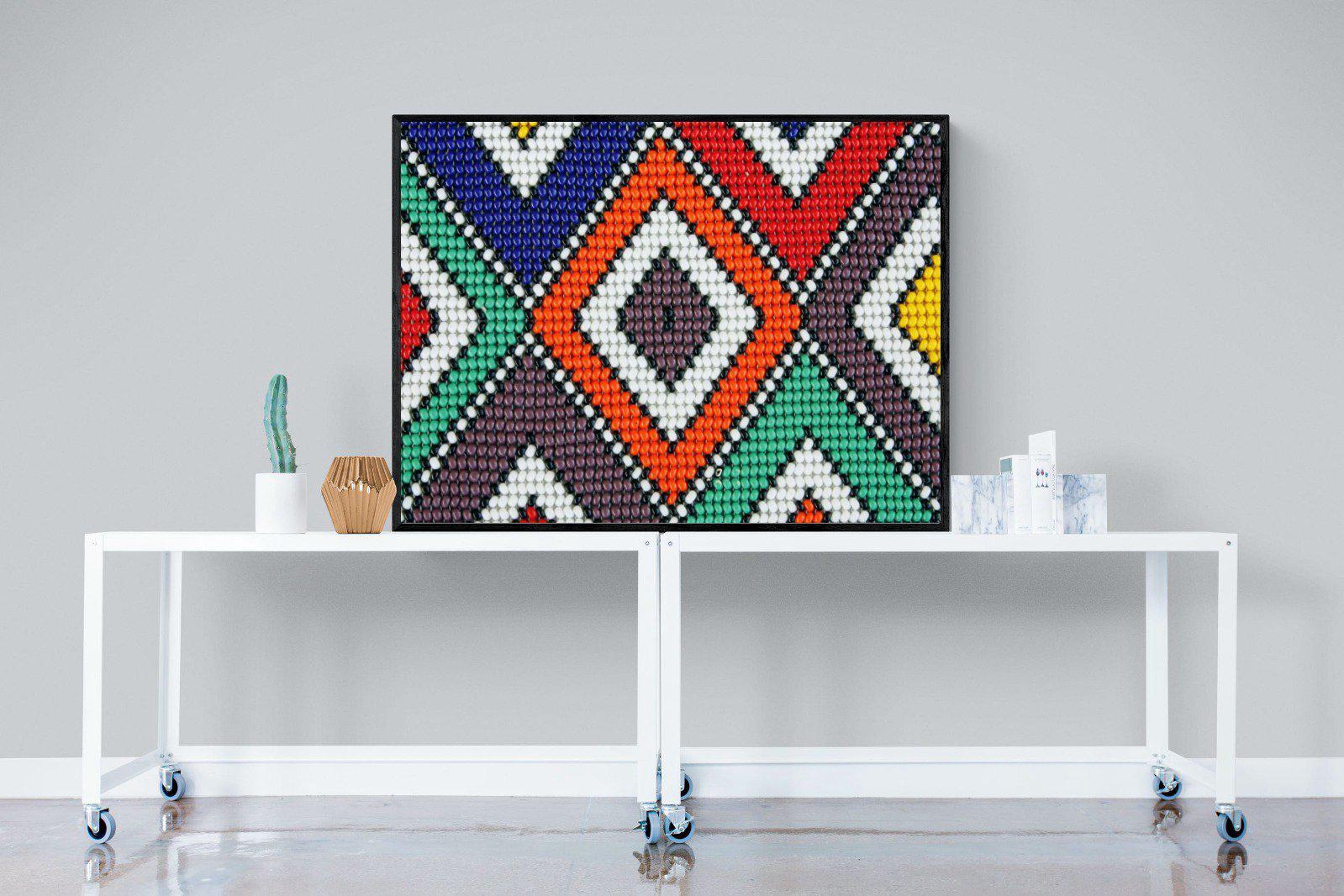 Ndebele Beads-Wall_Art-120 x 90cm-Mounted Canvas-Black-Pixalot