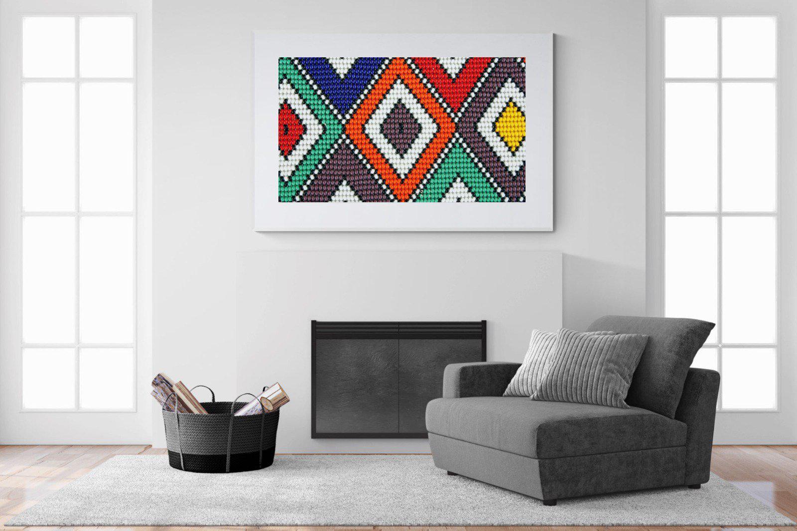 Ndebele Beads-Wall_Art-150 x 100cm-Framed Print-White-Pixalot