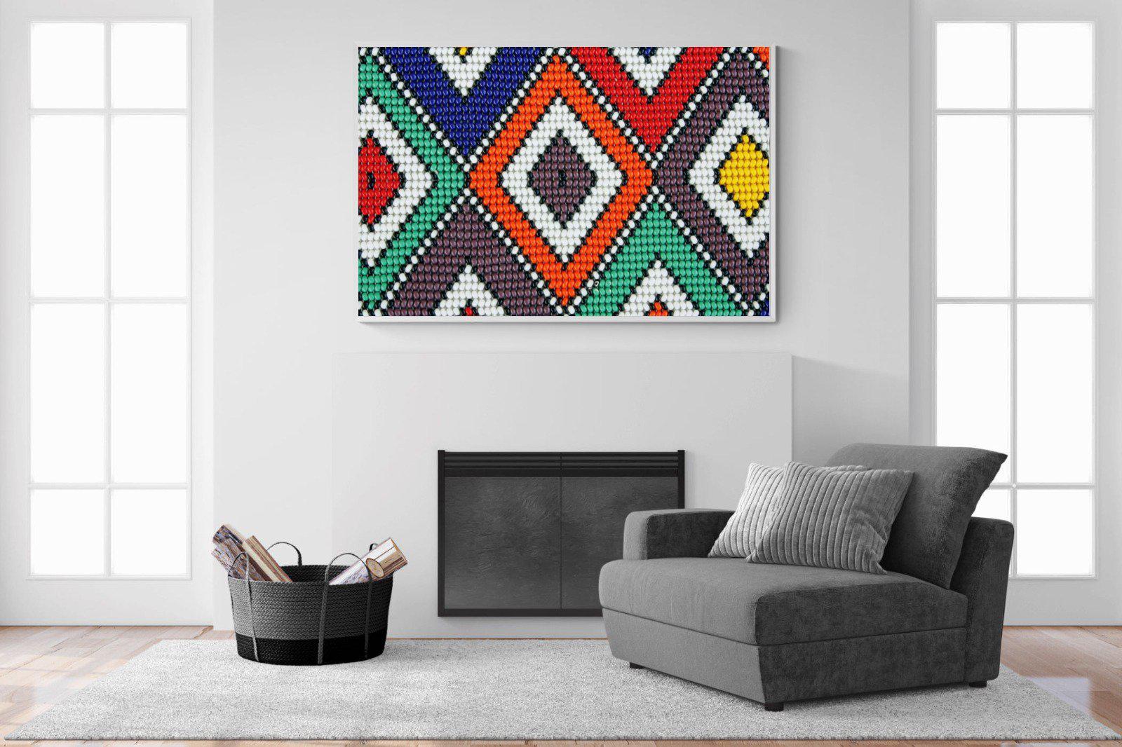 Ndebele Beads-Wall_Art-150 x 100cm-Mounted Canvas-White-Pixalot