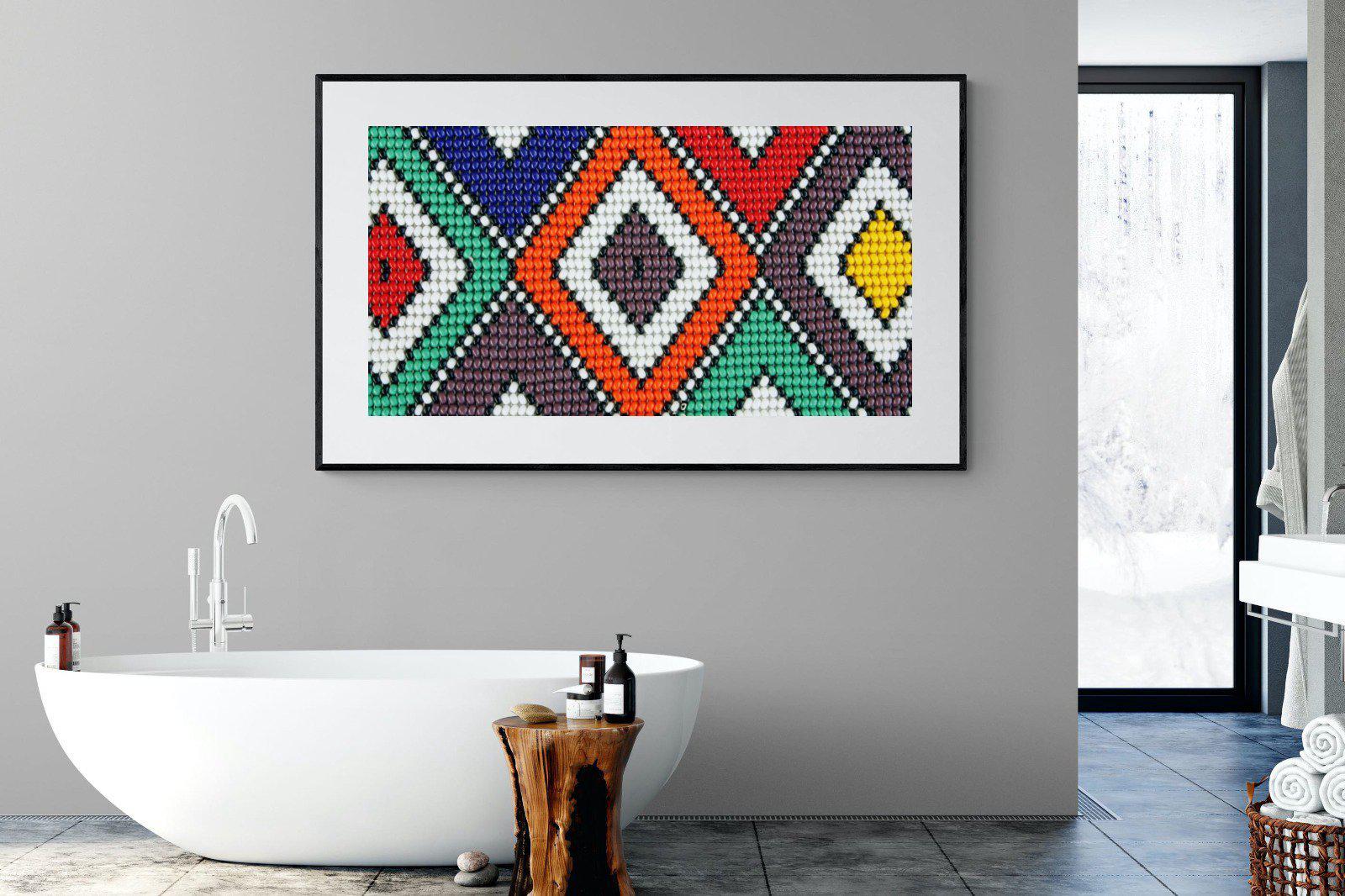Ndebele Beads-Wall_Art-180 x 110cm-Framed Print-Black-Pixalot