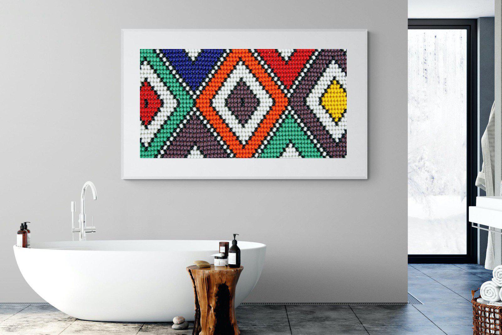 Ndebele Beads-Wall_Art-180 x 110cm-Framed Print-White-Pixalot