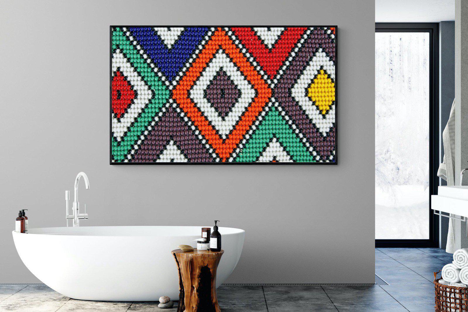 Ndebele Beads-Wall_Art-180 x 110cm-Mounted Canvas-Black-Pixalot