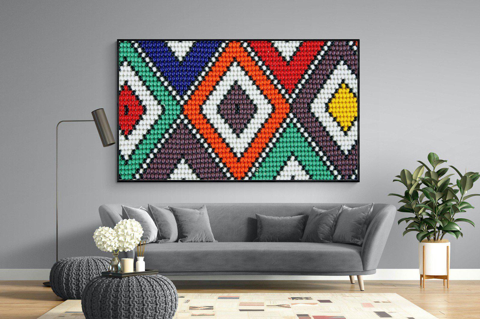 Ndebele Beads-Wall_Art-220 x 130cm-Mounted Canvas-Black-Pixalot