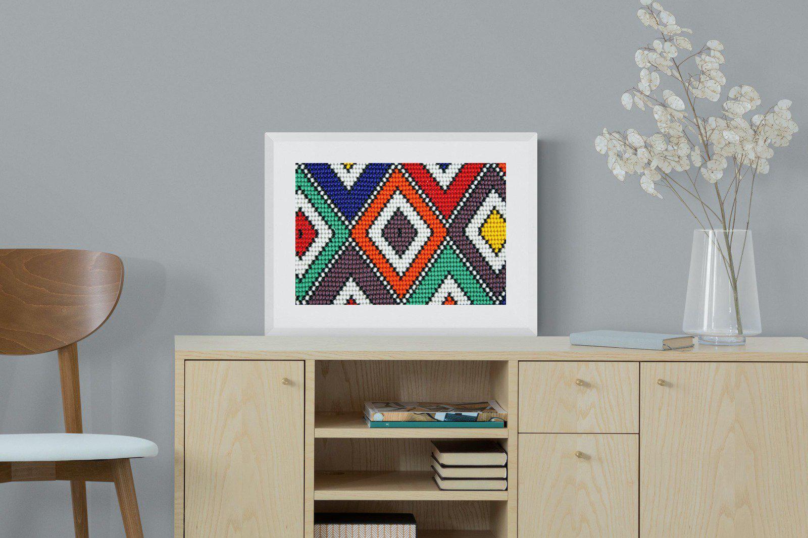 Ndebele Beads-Wall_Art-60 x 45cm-Framed Print-White-Pixalot
