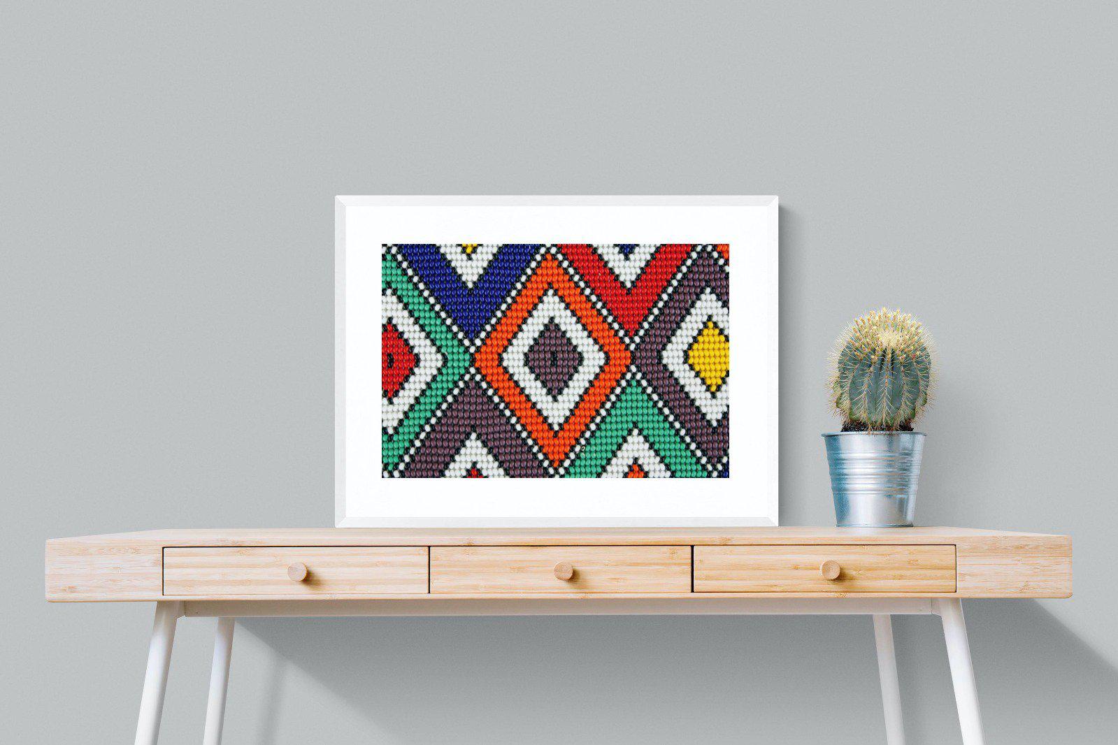 Ndebele Beads-Wall_Art-80 x 60cm-Framed Print-White-Pixalot