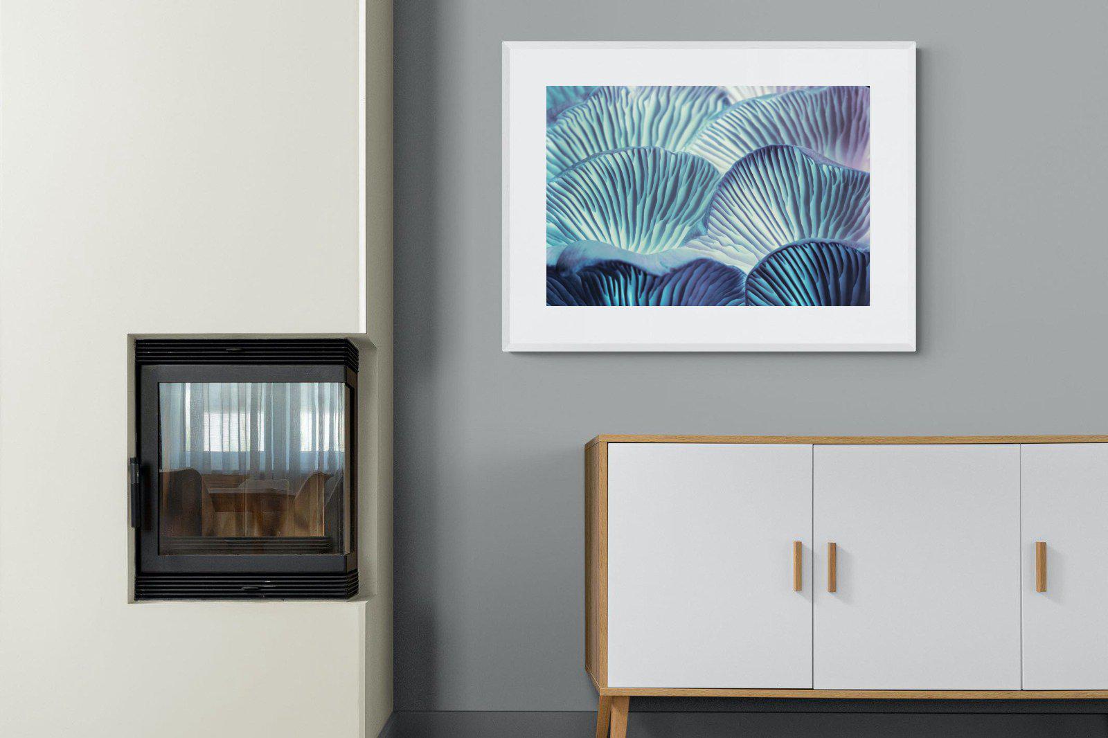 Neon Mushrooms-Wall_Art-100 x 75cm-Framed Print-White-Pixalot
