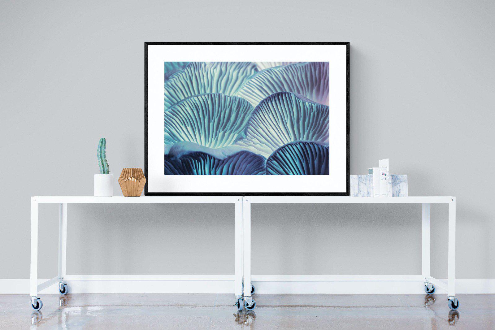 Neon Mushrooms-Wall_Art-120 x 90cm-Framed Print-Black-Pixalot